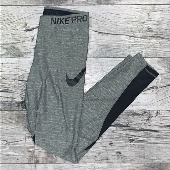 Nike Pants - Nike Pro Gray Leggings with Black Detail